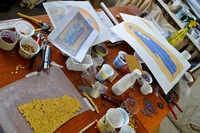 Работа над мозаичным иконостасом Работа над мозаичным иконостасом