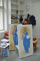Работа над мозаичным иконостасом Работа над мозаичным иконостасом