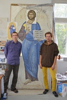 Работа над мозаичным иконостасом Работа над мозаичным иконостасом