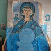 В храме святого Георгия Победоносца мозаичисты приступили к созданию конхи